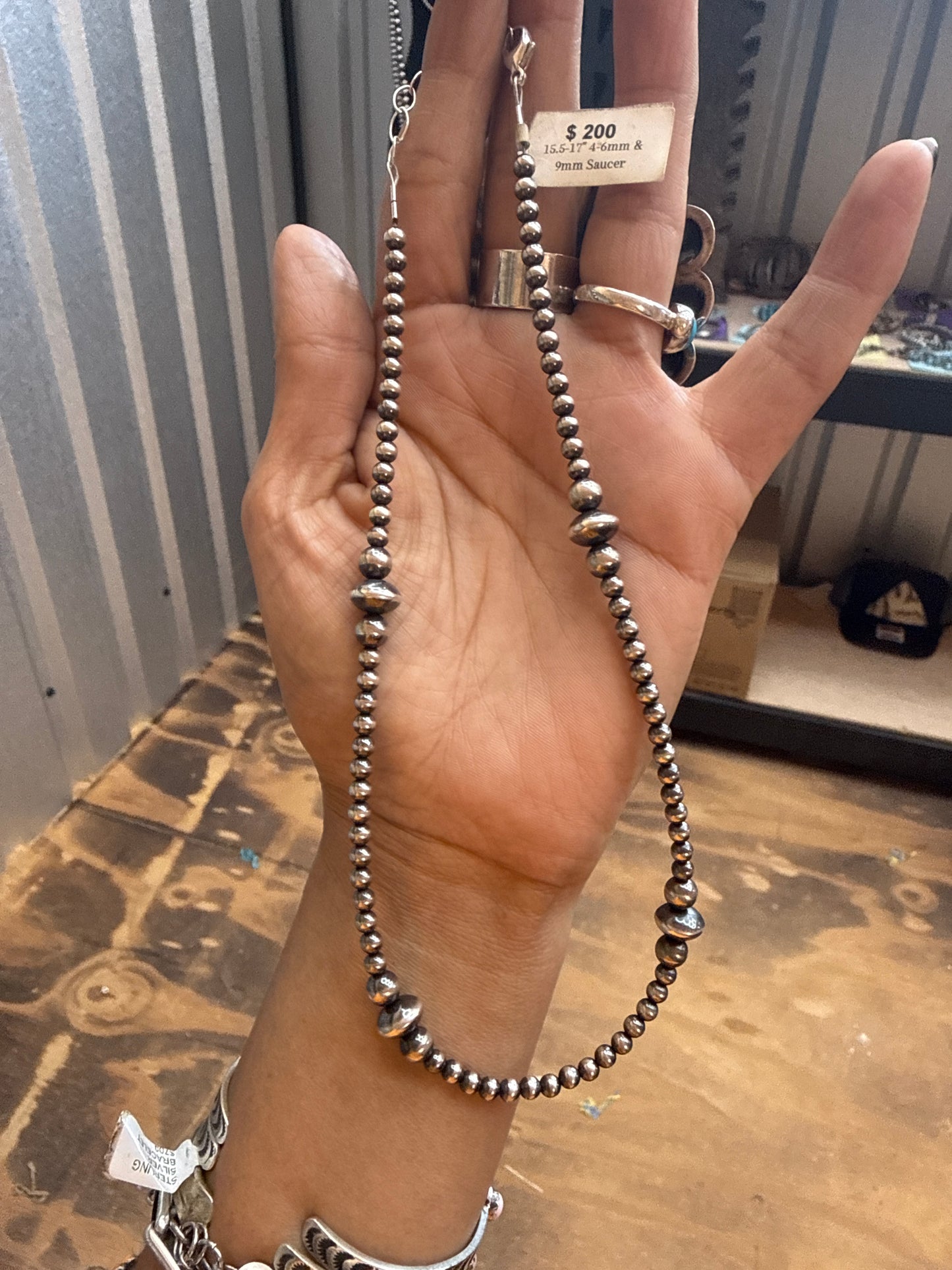 Robin Machine made 4-9mm saucer necklace