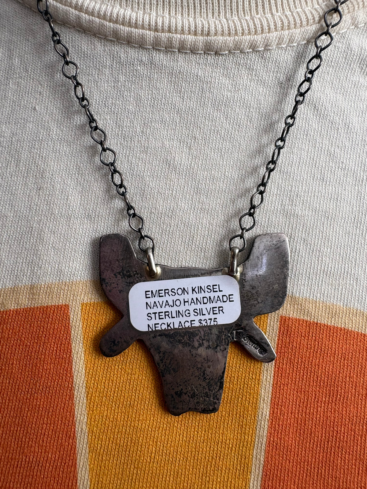 46. Emerson Kinsel Sterling Silver Bullskull Necklace