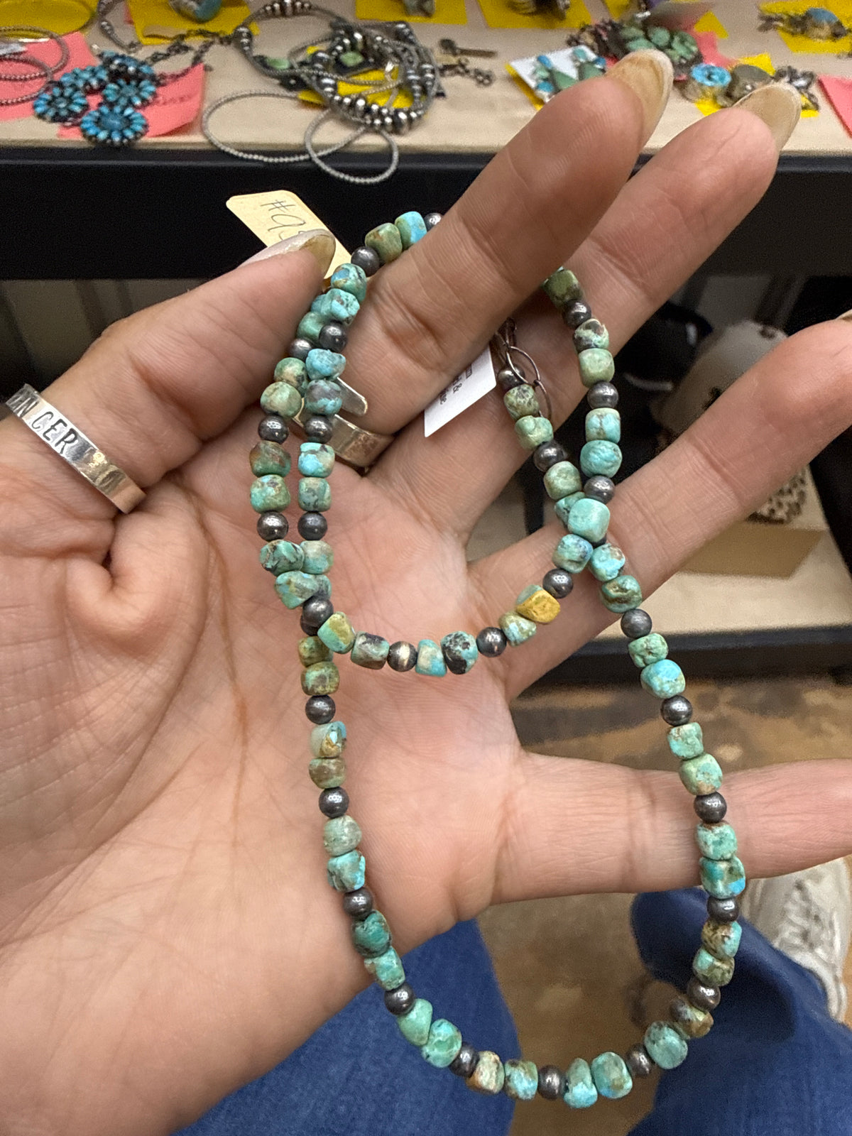 Lynn machine made Hubei turquoise stacker necklace