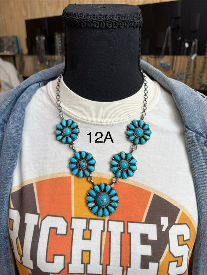 12. A Spencer Turquoise Cluster Necklace