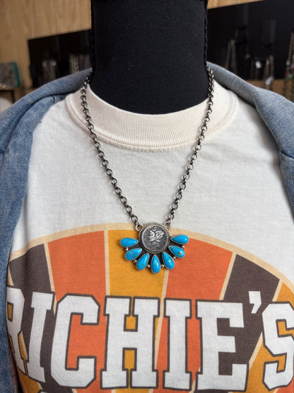25. Russell Sam Liberty Dime Half Cluster Necklace