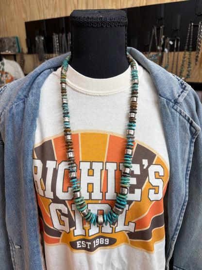 1. S Becenti Turquoise and Handmade Pearl Necklace