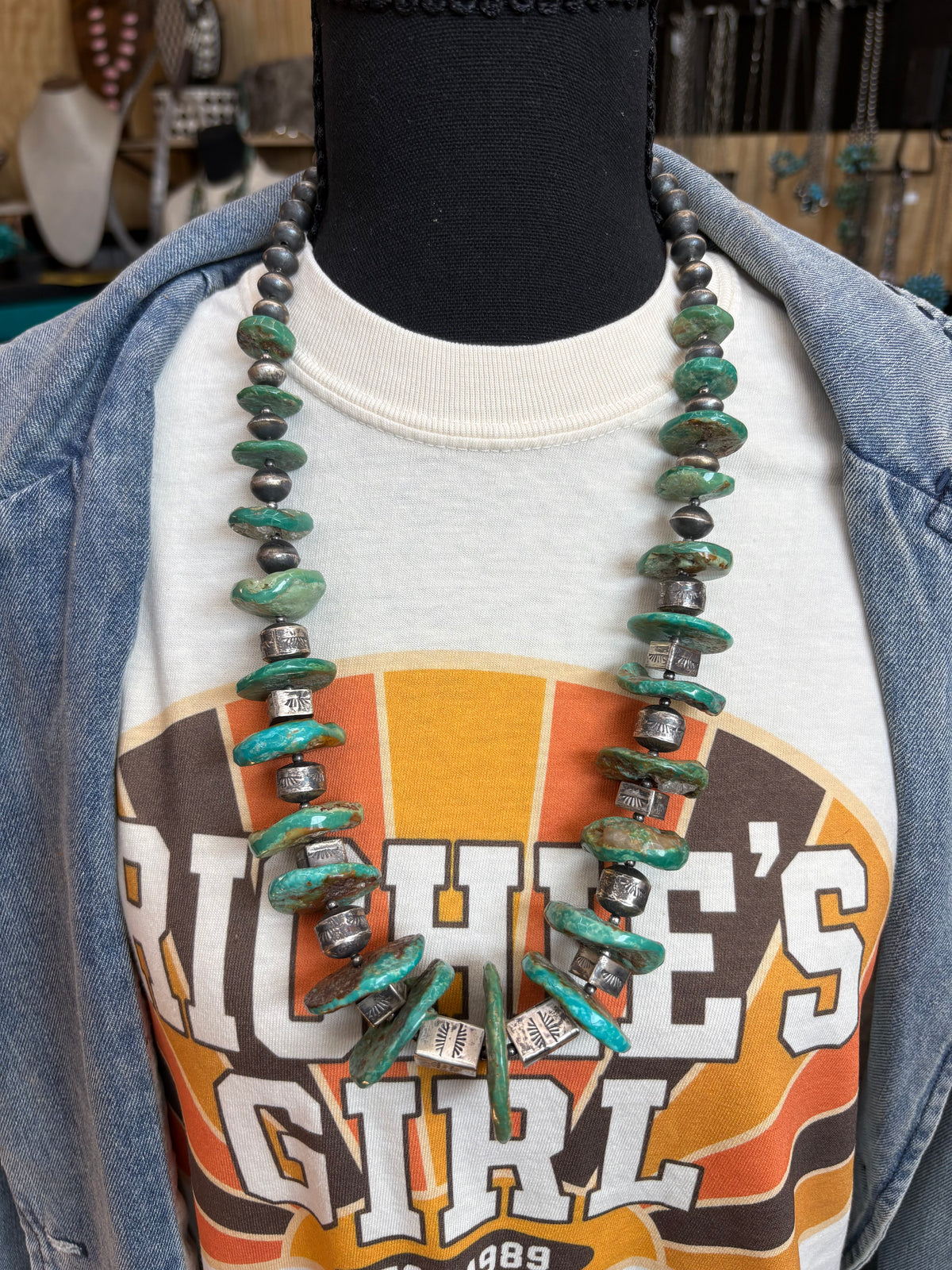 5. Sofia Becenti Handmade Barrel and Box Bead Necklace