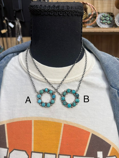 29. Circle Cluster Turquoise Necklace