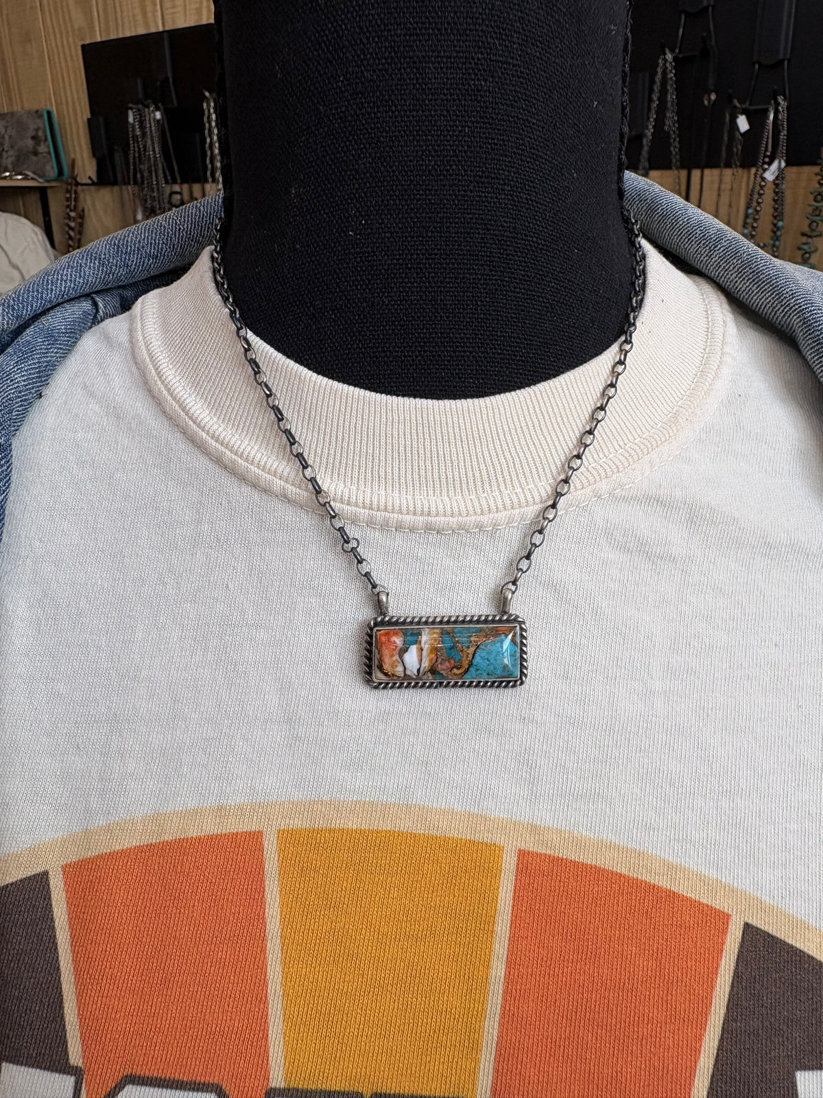 20. Dixon turquoise bar necklace