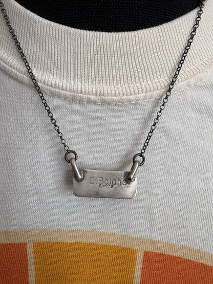 22. Chassity Belone mini turquoise bar necklace
