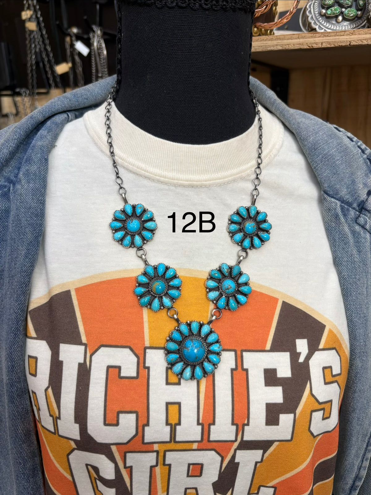 12. A Spencer Turquoise Cluster Necklace
