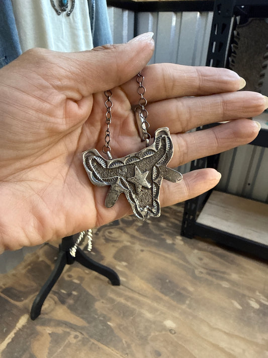 Tami k bull skull necklace