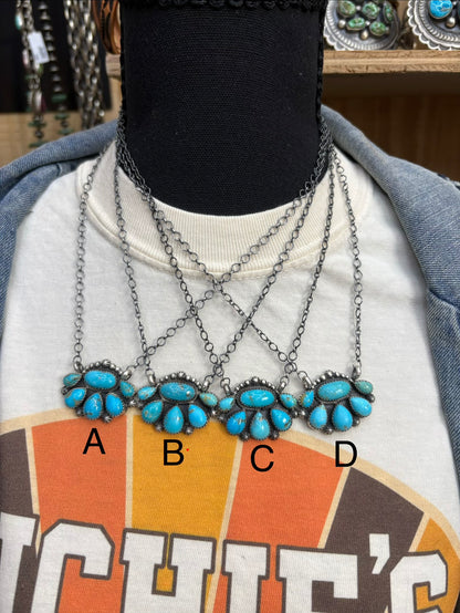 27. Turquoise Half Cluster Necklace