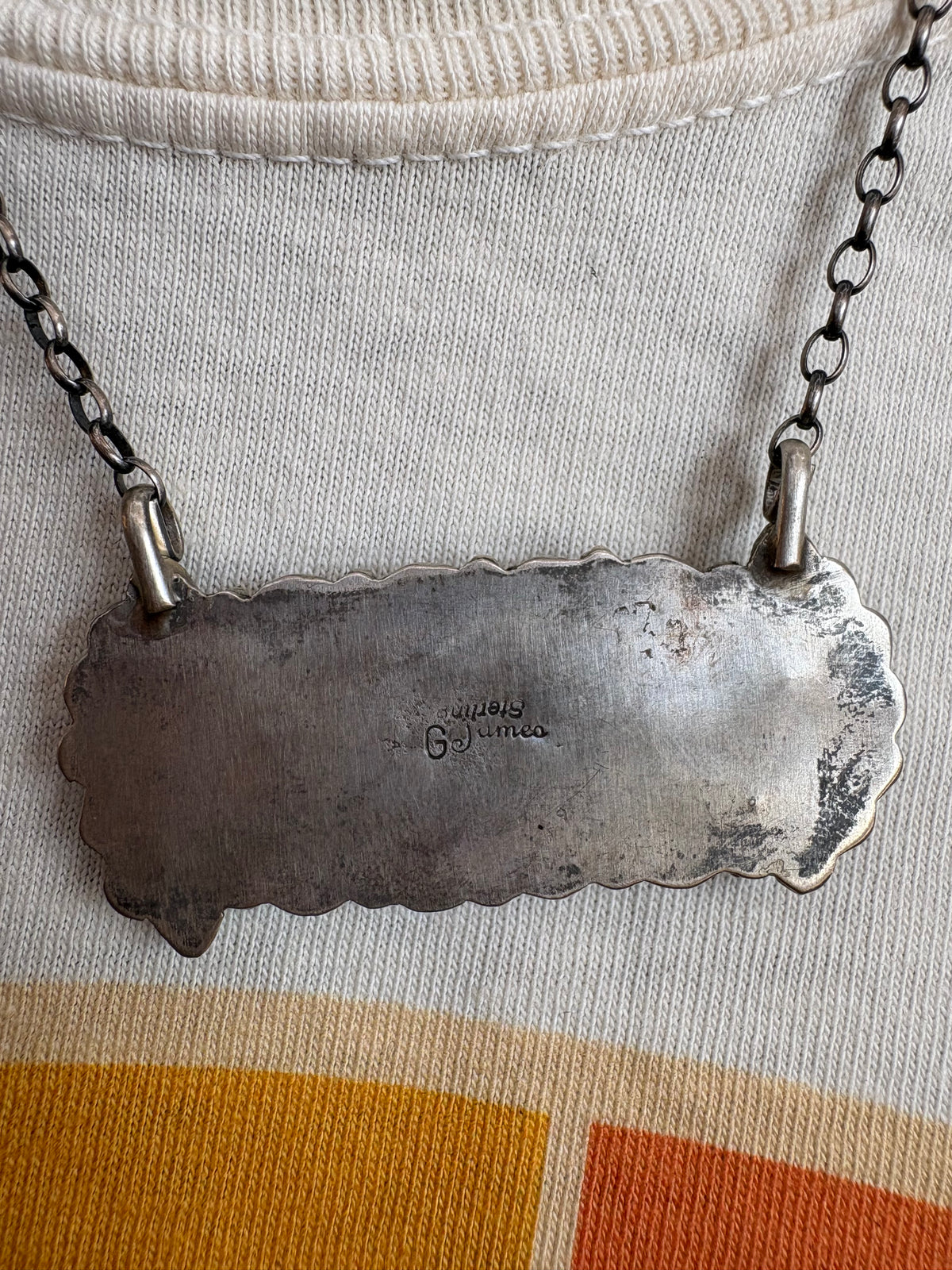 19. Geraldine James turquoise bar necklace