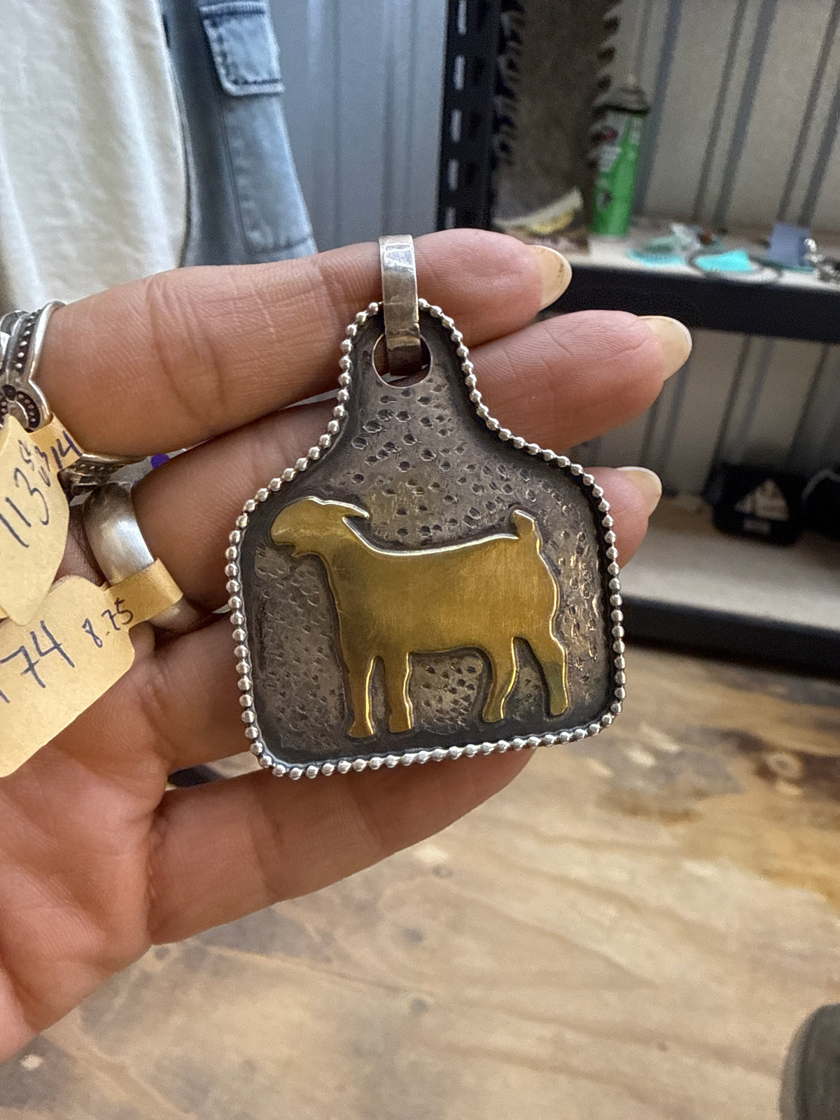 Lynnie T etsitty goat pendent