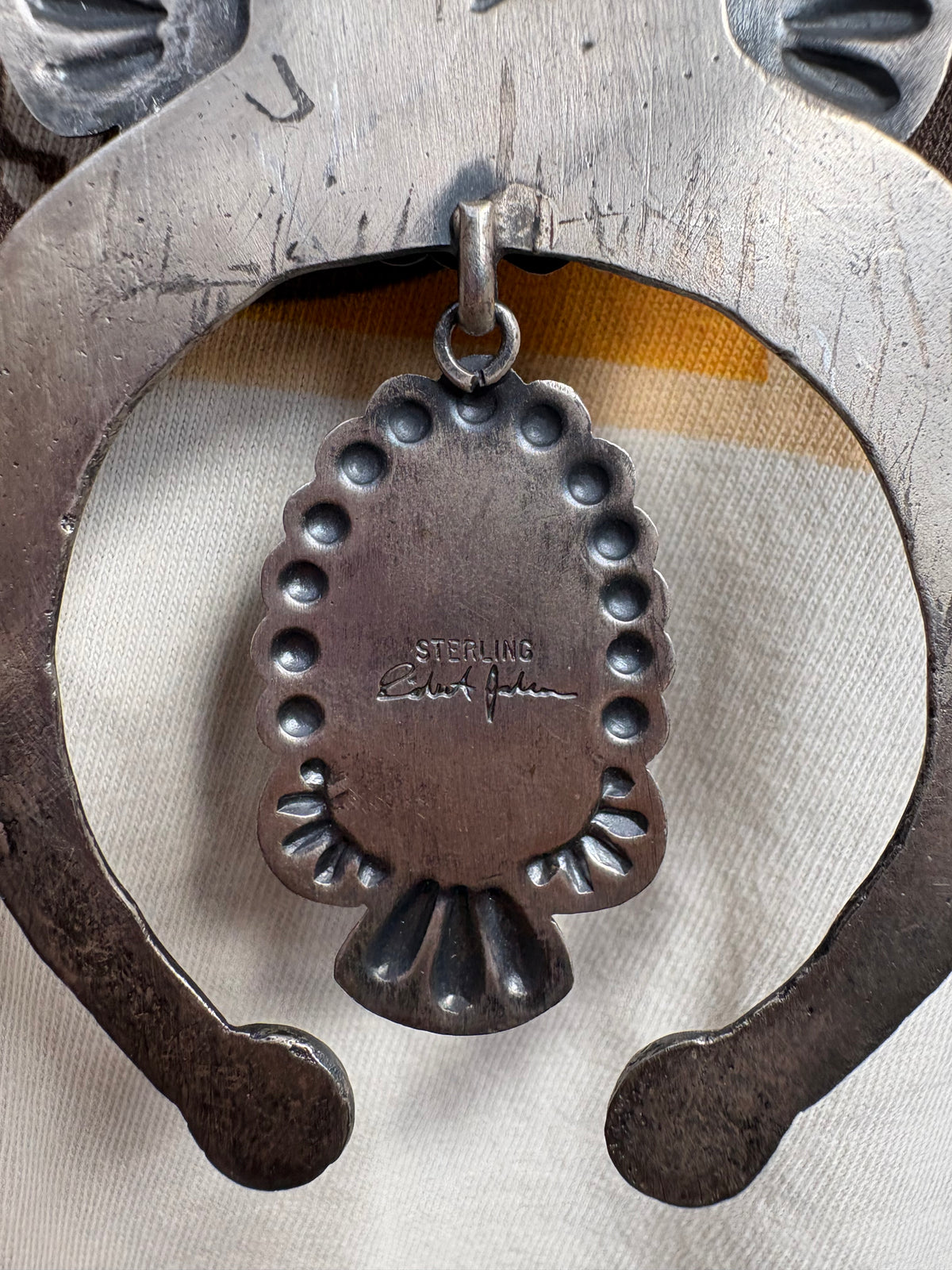 61. Robert Johnson Waterweb Kingman Squash Blossom Necklace