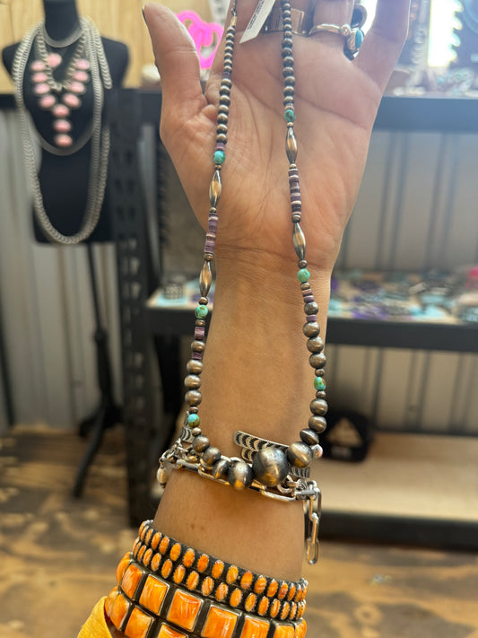 Kala W Machine/Handmade Pearl Necklace wampum and Sonoran nuggets (Copy)